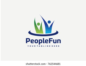 People Fun Logo Template Design. Creative Vector Emblem for Icon or Design Concept