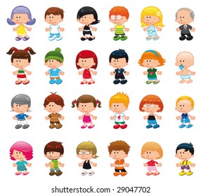 People. Funny cartoon and vector isolated characters