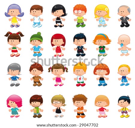 People Funny Cartoon Vector Isolated Characters Stok Vektör (Telifsiz ...