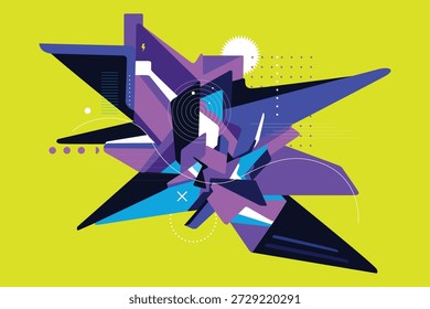 Personas de la Ilustración vectorial futurista abstracta futura, elemento de diseño
