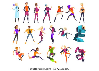 People of the future, futuristic mechanism technology concept vector Illustrations on a white background.