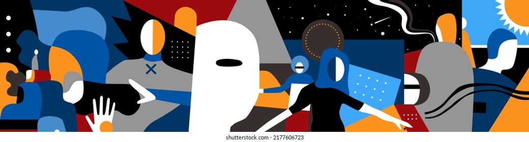 people of the future , virtual reality - abstract vector illustration