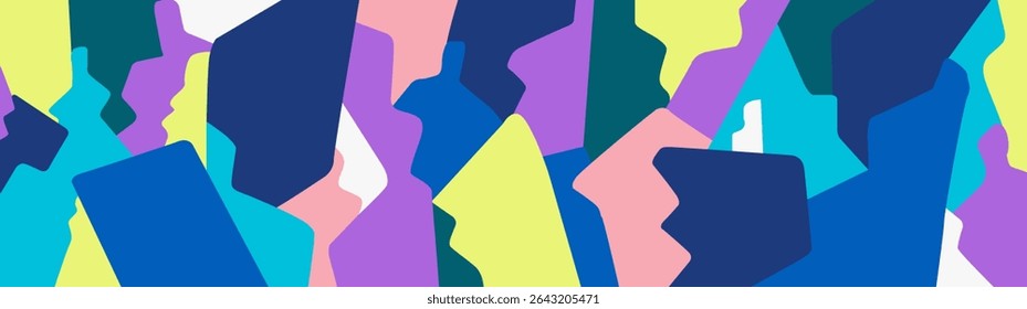 People of the future , virtual reality abstract background , horizontal vector creative illustration