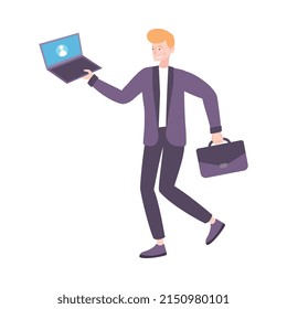 Gente gadget composición inteligente con estilo de doodle aislado personaje humano usando dispositivos electrónicos ilustración vectorial