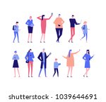 People with gadgets - flat design style set of isolated characters on white background. Cartoon women, men and children using their smartphones, laptops, tablets, ebook readers