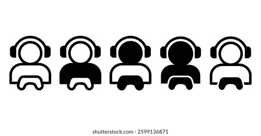 People Gamer With Headsets And Controllers Icons Vector Design Illustration 
