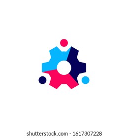 people gear cog cogs logo vector icon illustration	