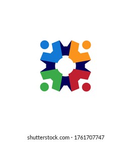 people gear cog cogs logo vector icon illustration