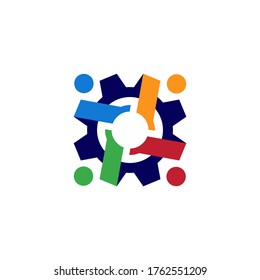 people gear cog cogs logo vector icon illustration