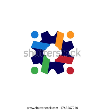 people gear cog cogs logo vector icon illustration