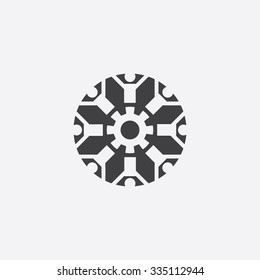 people gear cut identity template icon design element