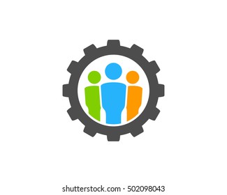 People Gear Engineer Group Logo Design Template
