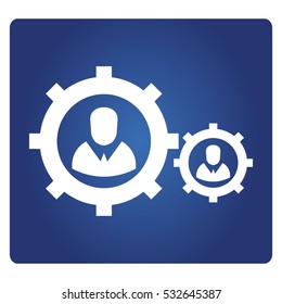 People In Gear Icon On Blue Background