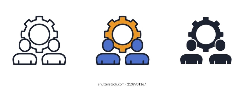 people and gear. training icon symbol template for graphic and web design collection logo vector illustration