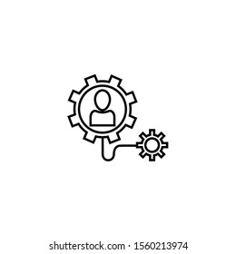 people gears connected idea icon line style illustration