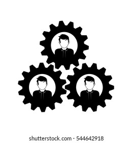 people and gears icon over white background. teamwork concept. vector illustration