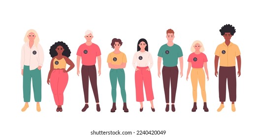 People with gender pronouns pin. She, he, they, non-binary. Gender-neutral movement. LGBTQ community. Hand drawn vector illustration