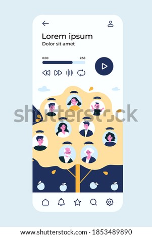 People genealogical heritage isolated flat vector illustration. Cartoon abstract relatives connection scheme in form of tree. Ancestry and family history concept