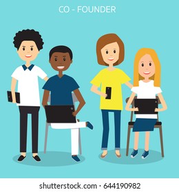 People In Generation Z With Co Founder Business Start Up Team  .illustration EPS 10.