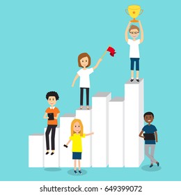 People in Generation Z team for growth and success in business chart .illustration EPS 10.