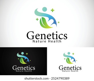 people genetics logo creative design concept nature leave icon DNA