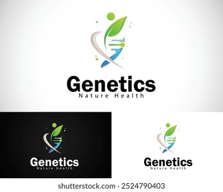pessoas genética logotipo criativo design conceito natureza deixar ícone DNA
