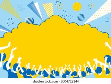 a lot of people and geometric pattern effect line