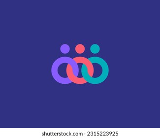 People from geometric shapes logo. Family community logo concept. Partnership cooperation symbol. Vector illustration.