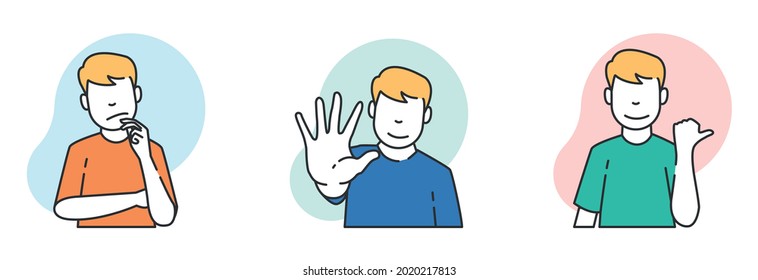 people gesture illustration set with modern style