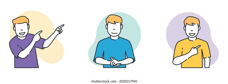 people gesture illustration set with modern style