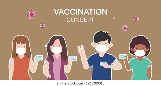 People get covid-19 vaccine to protected from virus. Vaccine concept.