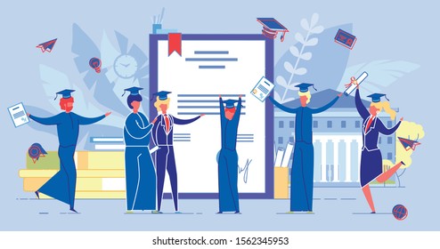 People Get Diploma Certificate, Finish University.