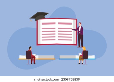 La gente obtiene educación 2d concepto de ilustración vectorial para banner, sitio web, ilustración, página de inicio, volante, etc.