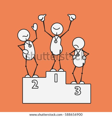 People get medals on three tier award podium platforms for first second third place