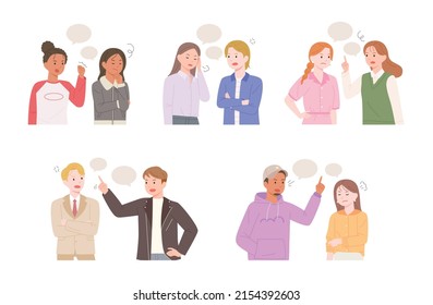 People are getting angry while talking. flat design style vector illustration.