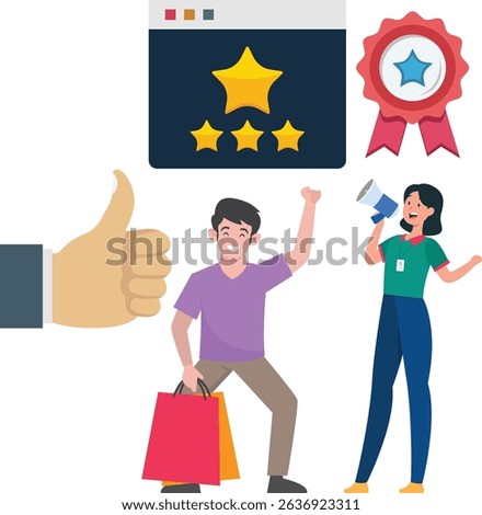 People getting customer praise illustration