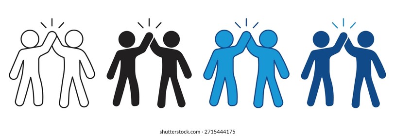 Las Personas dan un conjunto de iconos de cinco altos. Celebra el éxito del Equipo con el símbolo de los cinco iconos altos dinámicos. Ilustración vectorial.