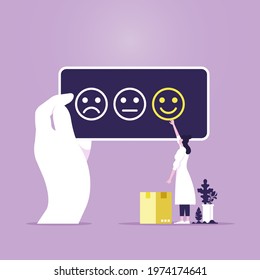 People give review rating and feedback, Customer choice and know your client concept