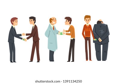 People giving bribes set, corruption and bribery concept vector Illustration on a white background