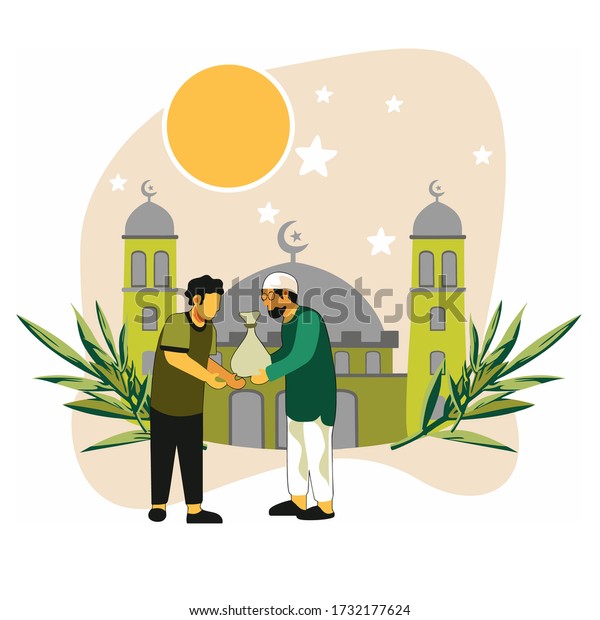 People Giving Charity Man Giving Food Stock Vector (Royalty Free ...