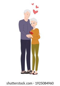 People giving gift. Holiday family gifts, happy festive couples. Vector illustration EPS10
