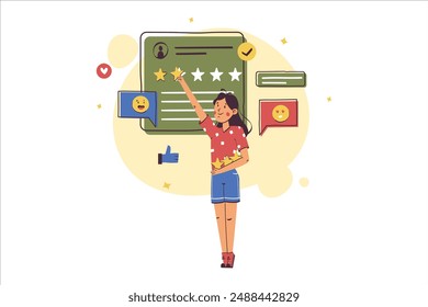People Giving Rating Vector Illustration, Customer Review And Feedback