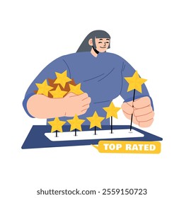 People giving star rating illustration in flat design style