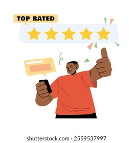 People giving star rating illustration in flat design style