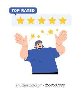 People giving star rating illustration in flat design style