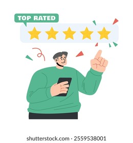 People giving star rating illustration in flat design style