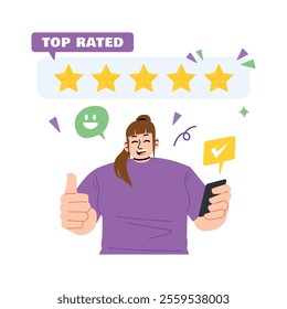 People giving star rating illustration in flat design style