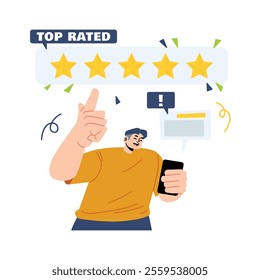 People giving star rating illustration in flat design style