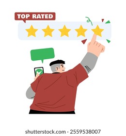 People giving star rating illustration in flat design style