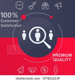 People glass vector icon. Customize your design with a navy and red colored background template